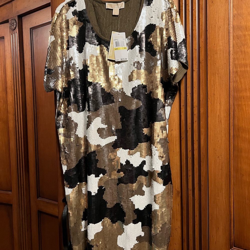NWT Michael Kors Sequin Camouflage DRESS - Picture 3 of 6